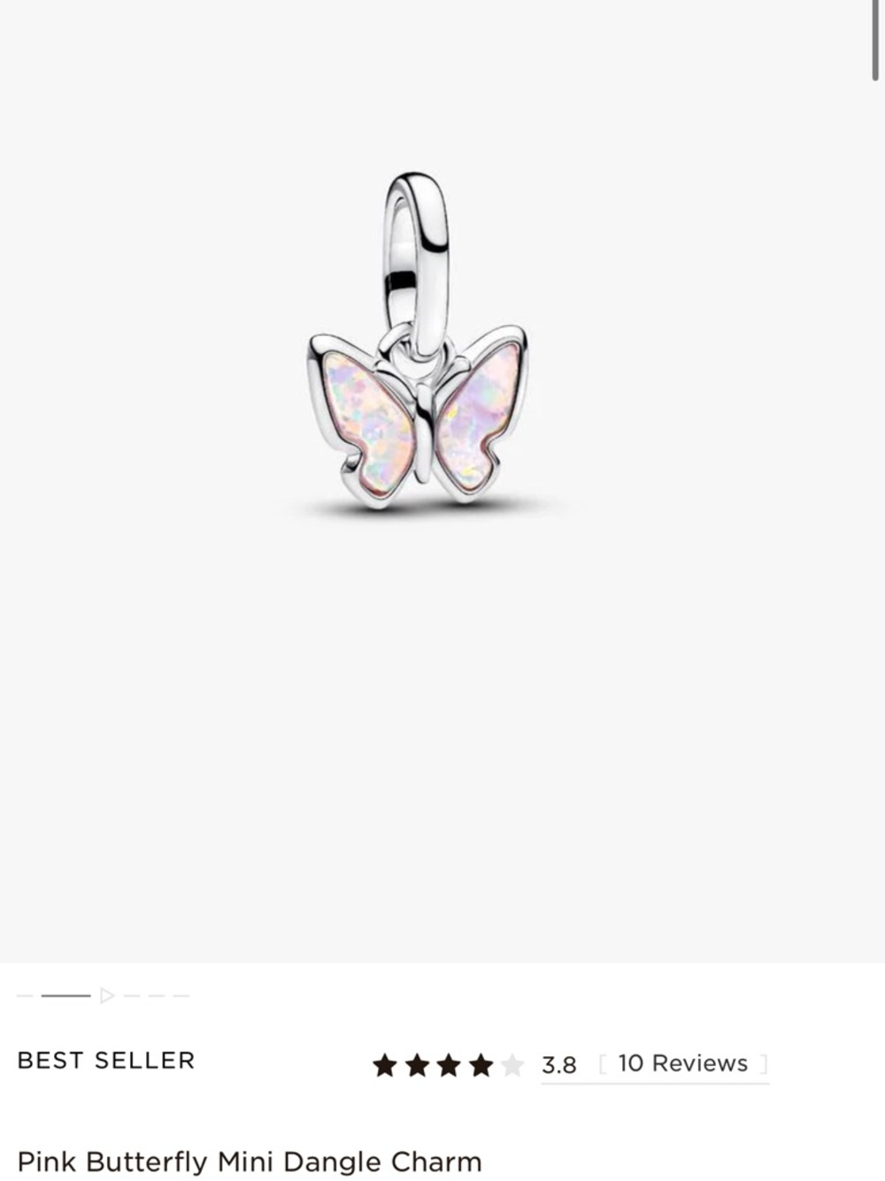 Pandora Pink Opalescent Butterfly Charm in Sterling Silver
